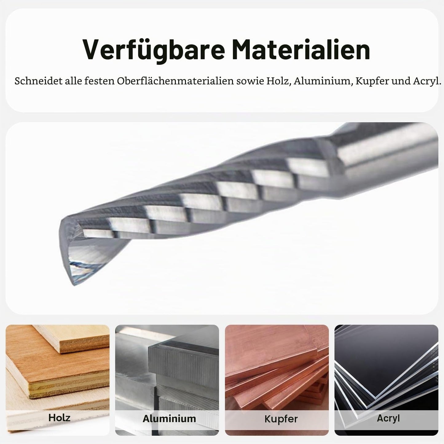 Einschneidiger CNC-Fräser-Set, 5 Stück, D3.1-L12-5pcs