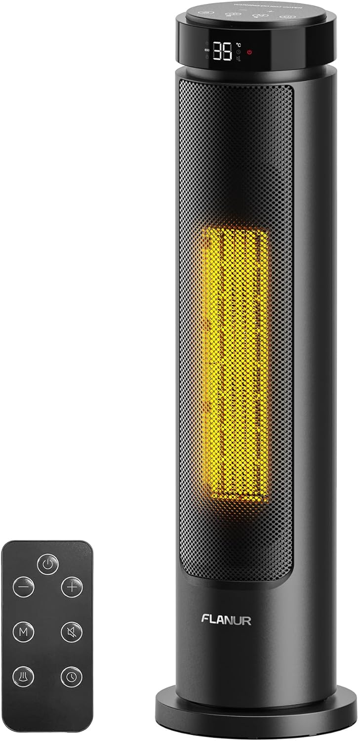 Turmheizlüfter mit Fernbedienung, 60cm Schwarz