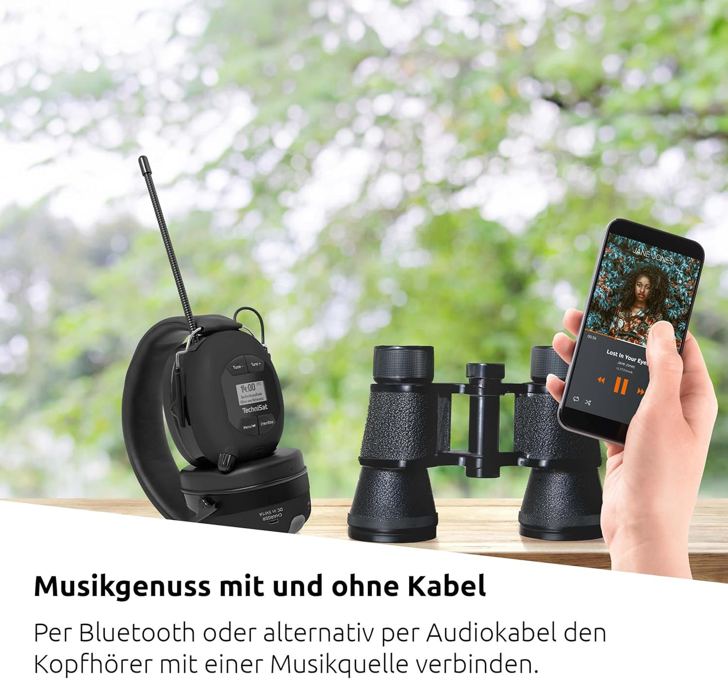 Kabelloser DAB+ Bluetooth-Kopfhörer mit Mikrofon, Schwarz
