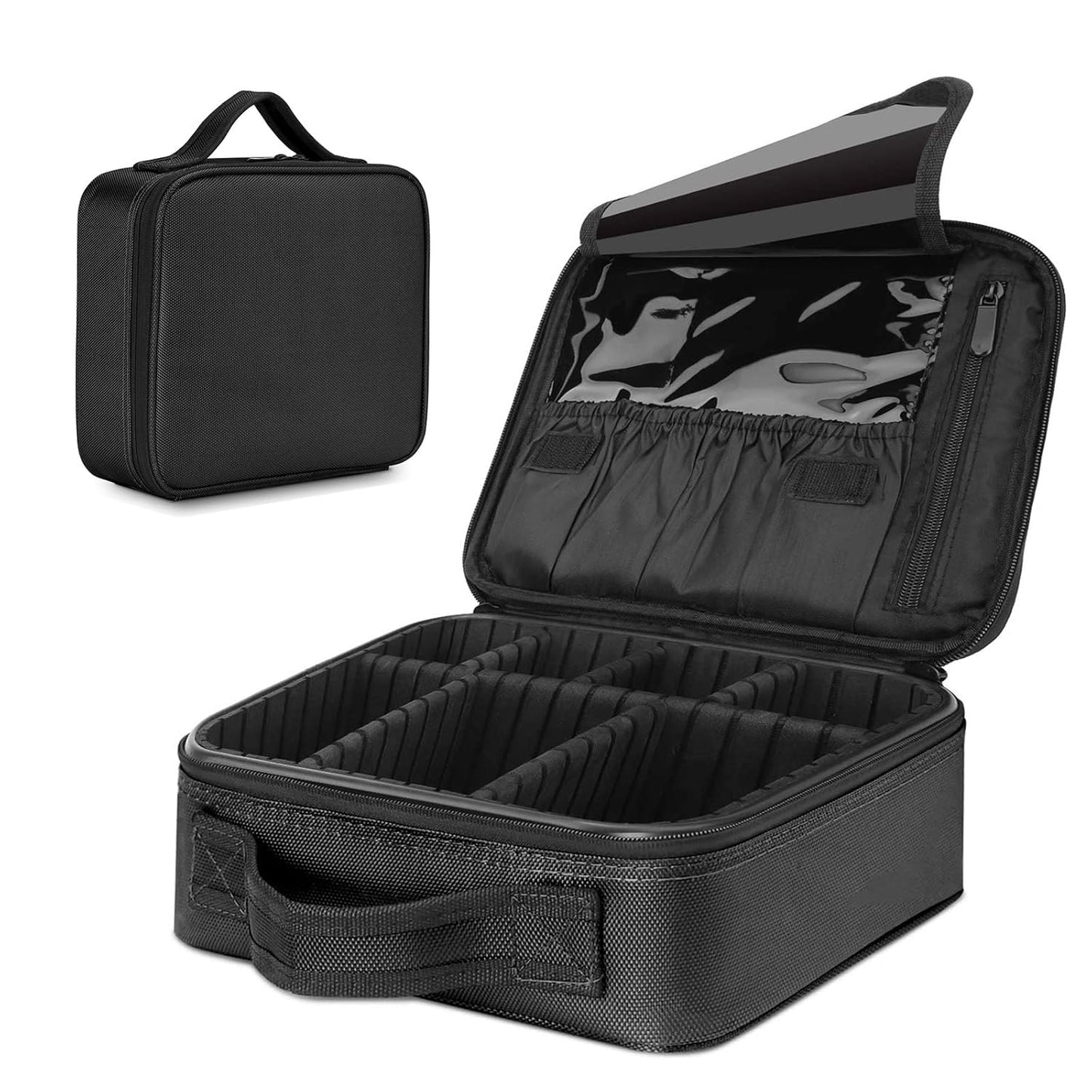 Tragbare Make-Up Kosmetiktasche, Reines Schwarz S