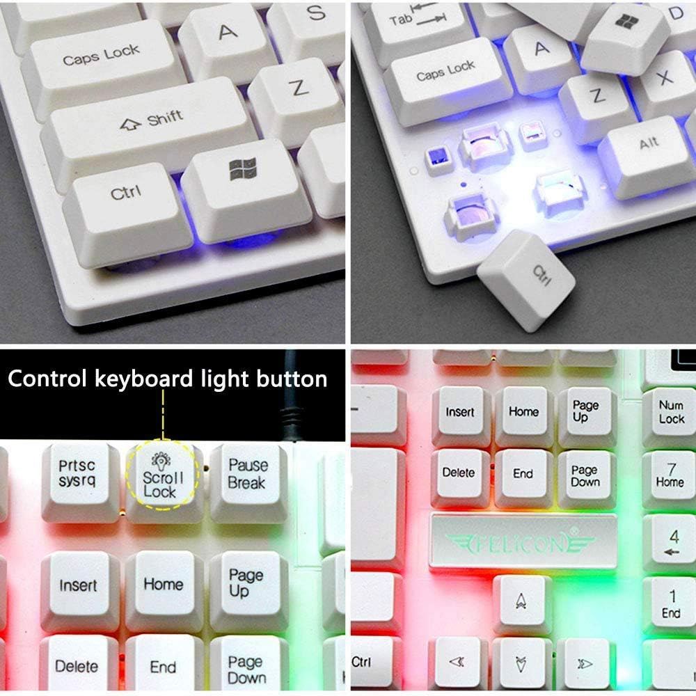 4-in-1 Gaming-Set mit Tastatur, Maus, Mauspad und Headset, With Headset-White