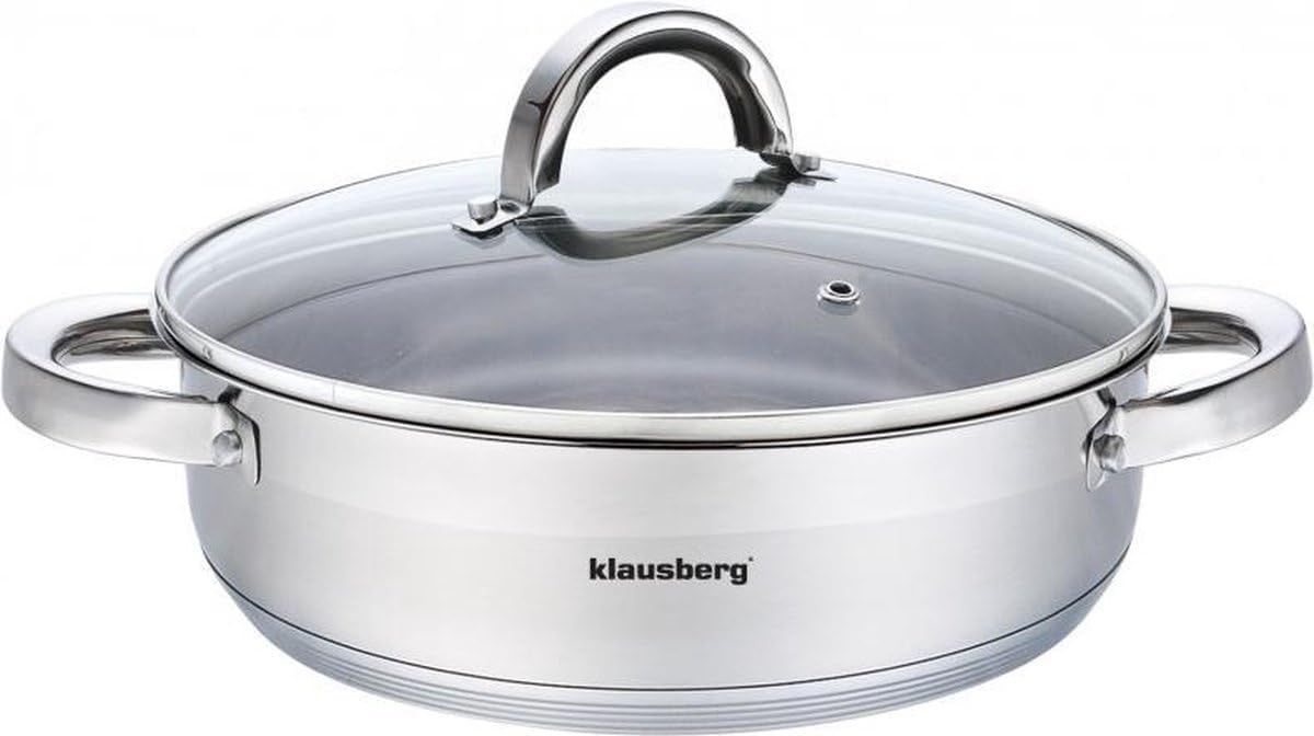 Flacher Edelstahltopf mit Deckel für Induktion (4,5L), 4,6l, Ø26cm