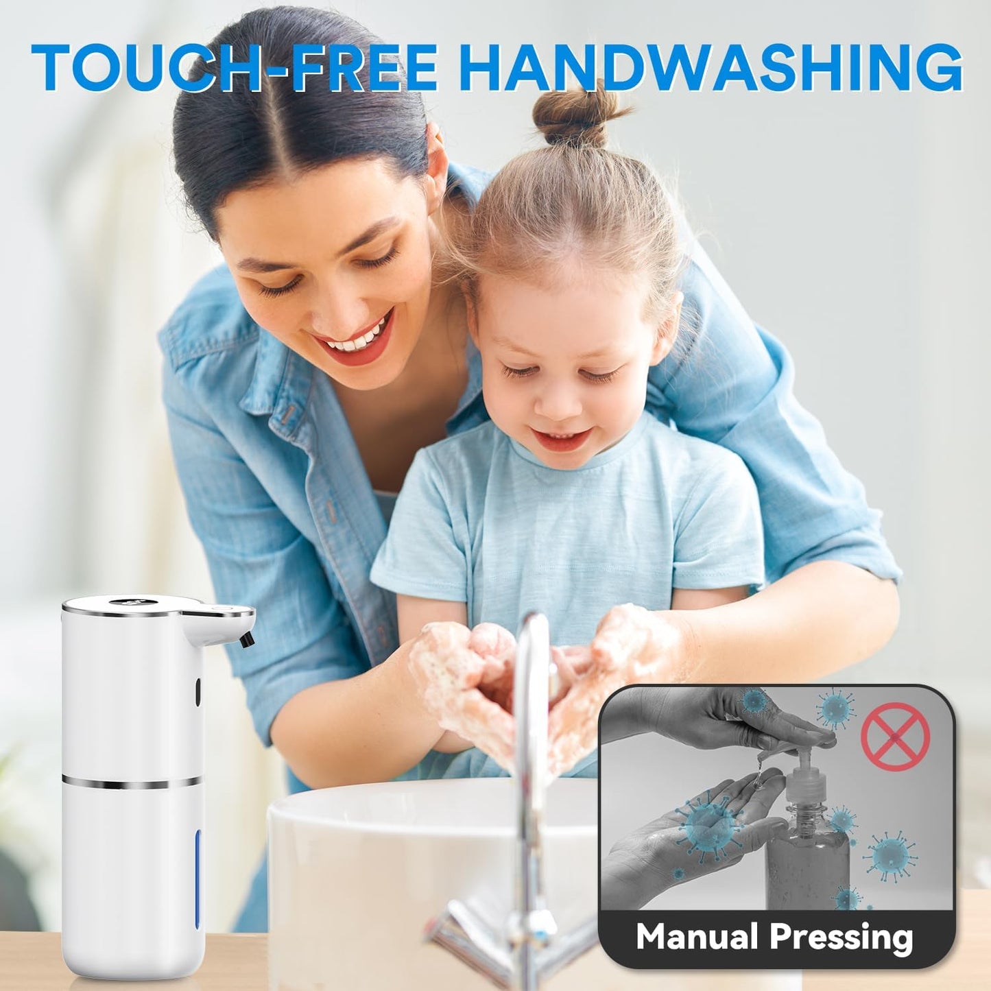 Automatischer Seifenspender mit digitaler Anzeige, 380ml, Weiss Flüssigetyp