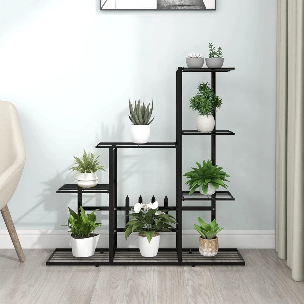 Pflanzentreppe, Ohne Rollen/94.5 x 25 x 88 cm, Schwarz