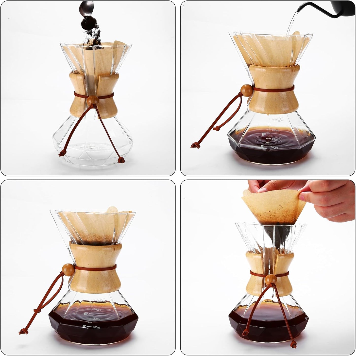 Pour-Over Kaffeebereiter mit Papierfiltern (550 ml), 550 ml(Paper Filter, Clear)