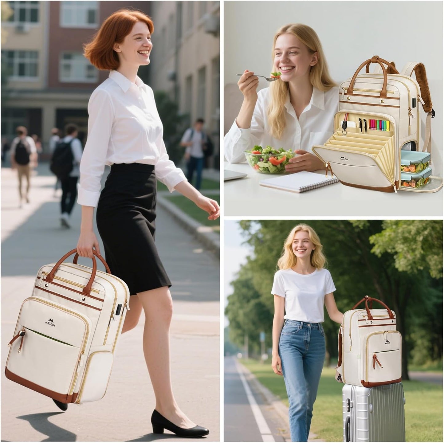 Laptop-Rucksack mit Kühlfach, Beige