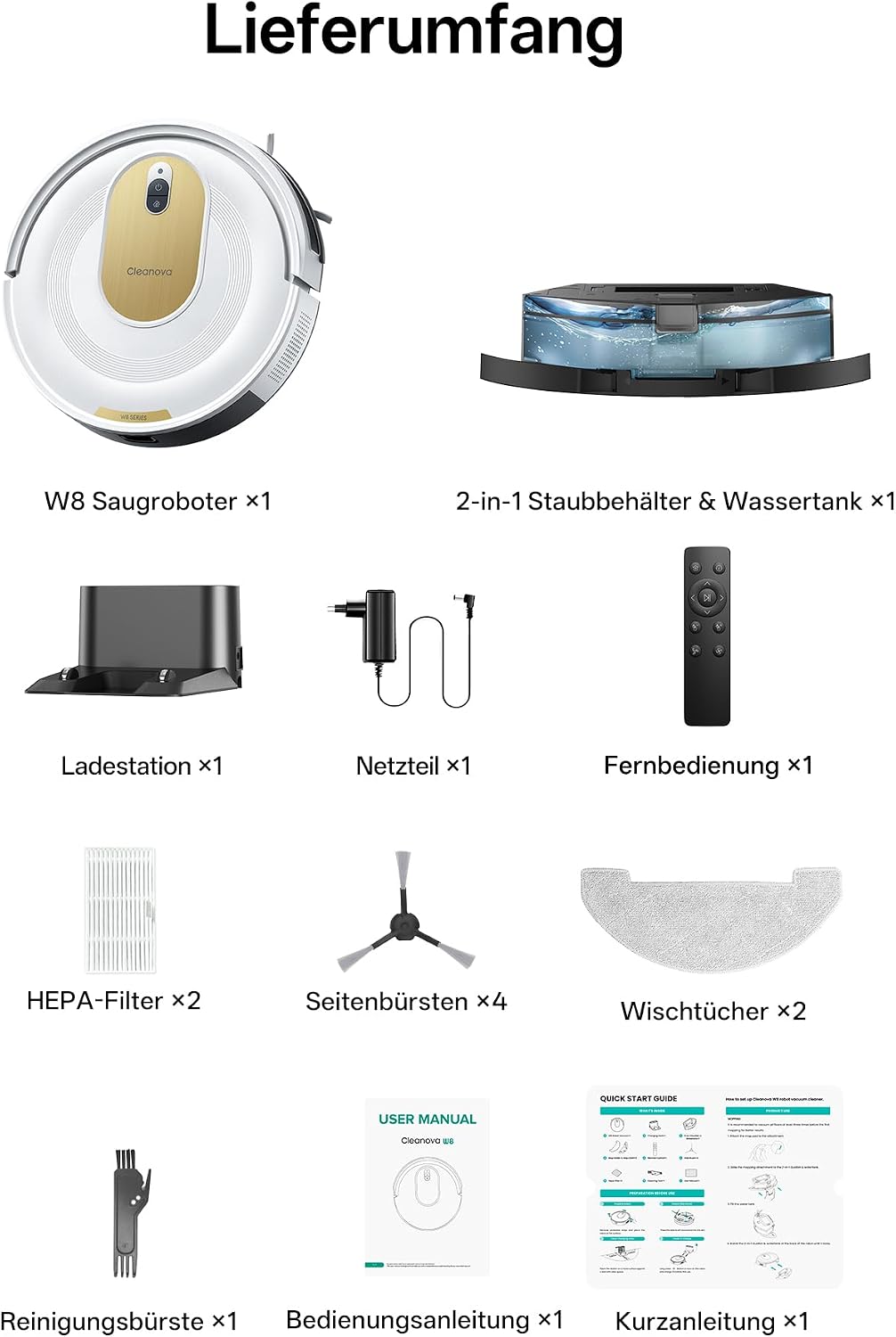 W8 Saugroboter mit Wischfunktion & App-Steuerung