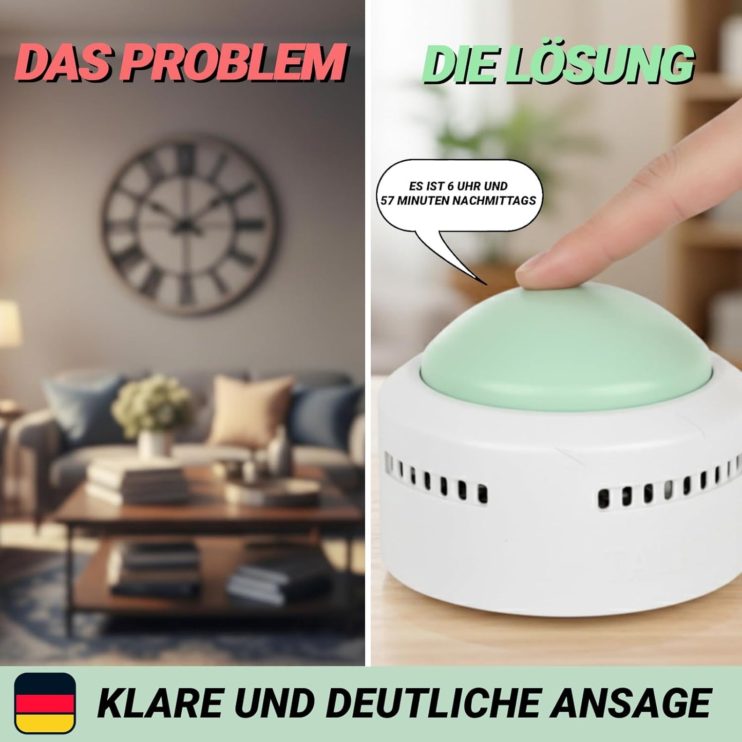 Sprechende Tischuhr für Senioren und Sehbehinderte