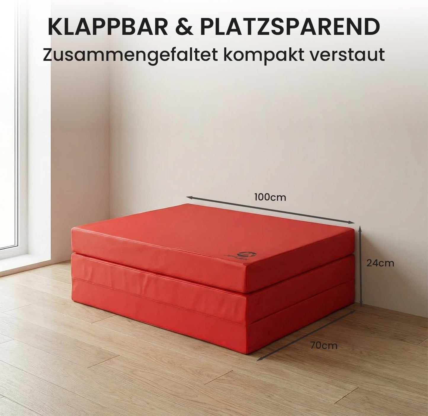 Klappbare Turn- und Gymnastikmatte, 210 x 100 x 8 cm, Rot
