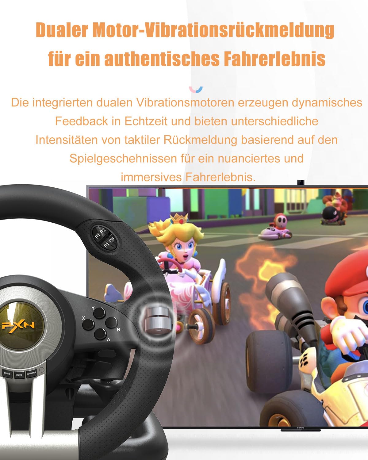 V3 Pro Gaming Lenkrad mit Pedalen, Schwarz