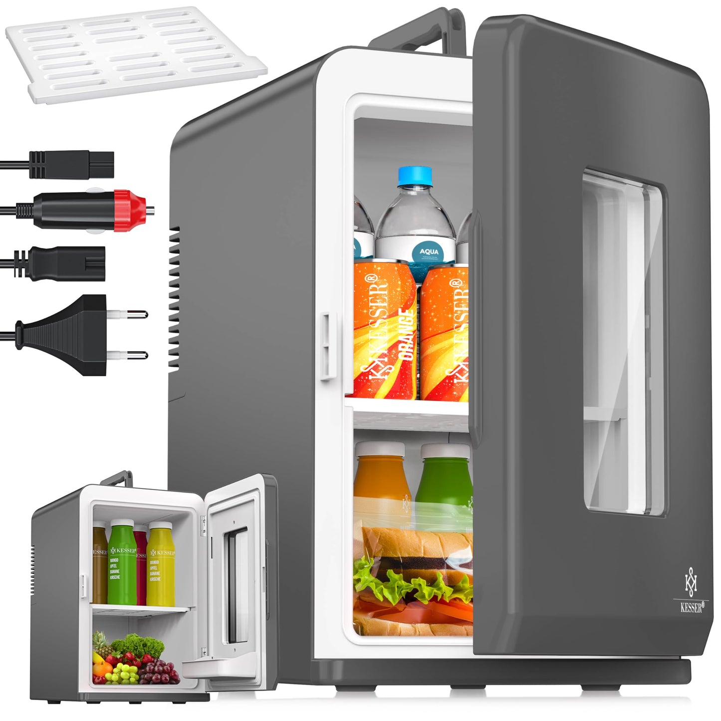 2in1 Mini Kühlschrank mit Kühl- und Heizfunktion, 15L Anthrazit