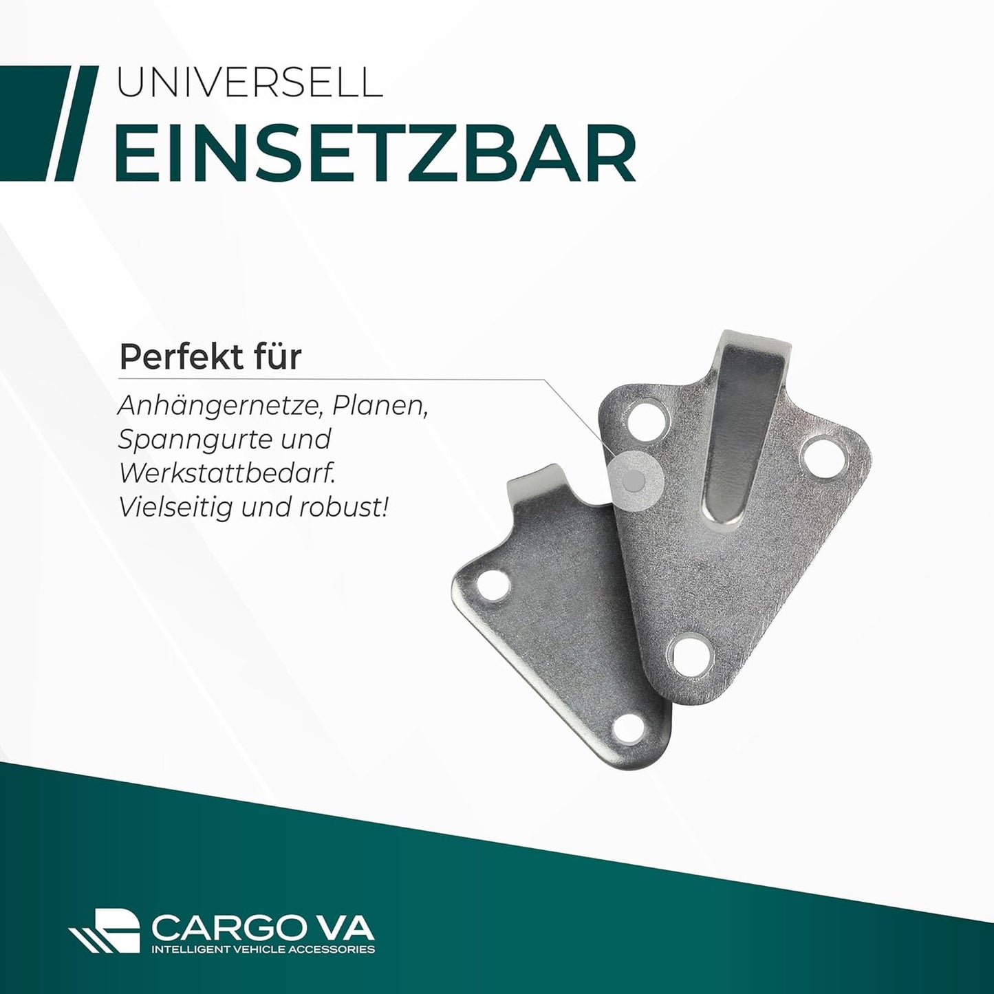 Dreiloch Abspannhaken, 20 Haken ohne Schrauben