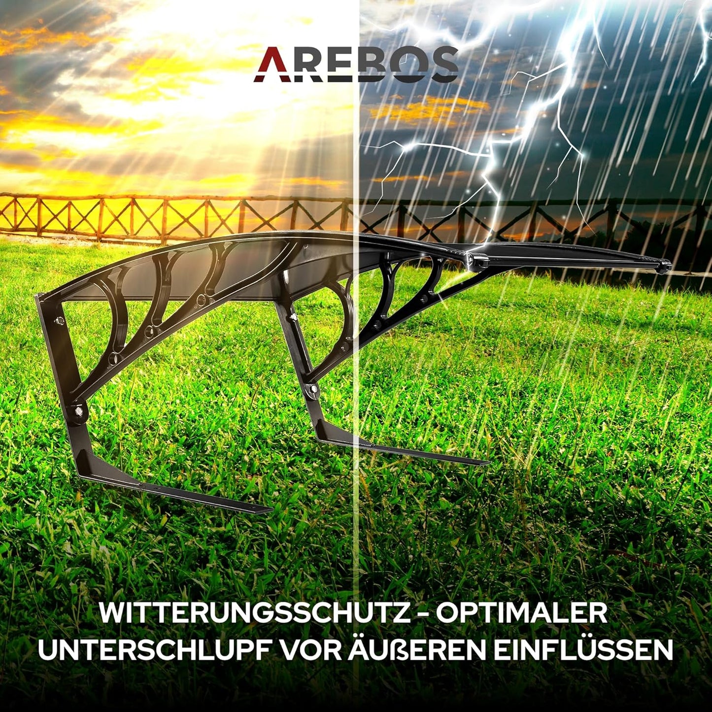 Mähroboter-Garage mit UV-Schutz und Metallfüssen, Schwarz