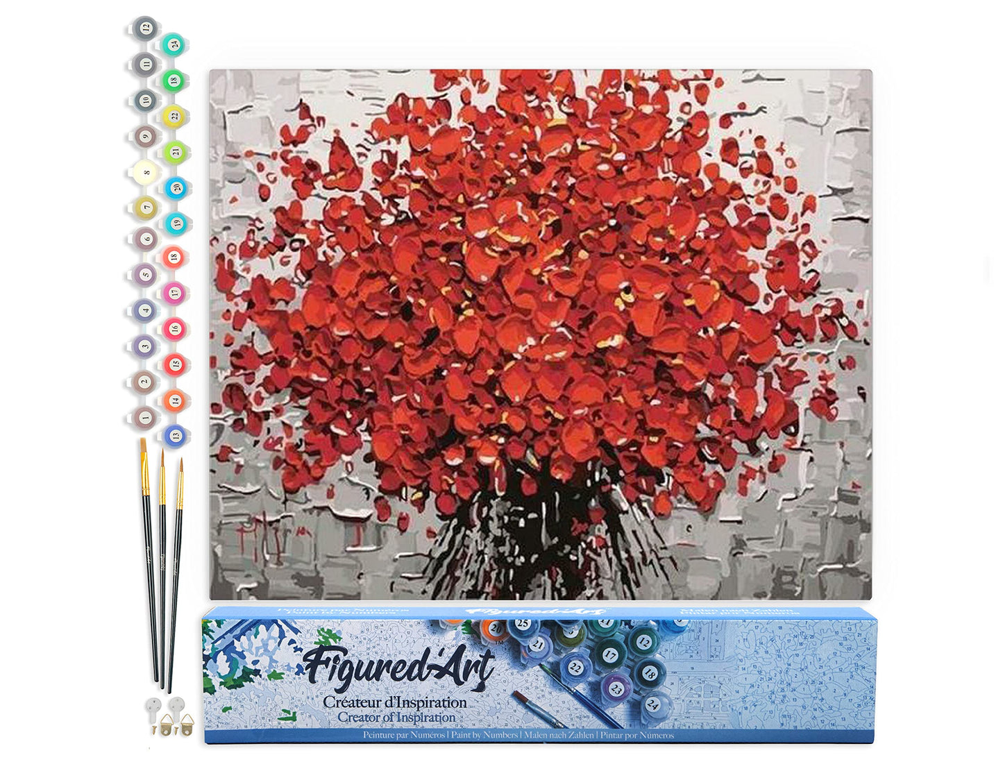 Malen nach Zahlen Set Abstrakte Blumen, Abstrakte rote Blumen 40x50cm (Ohne Rahmen)