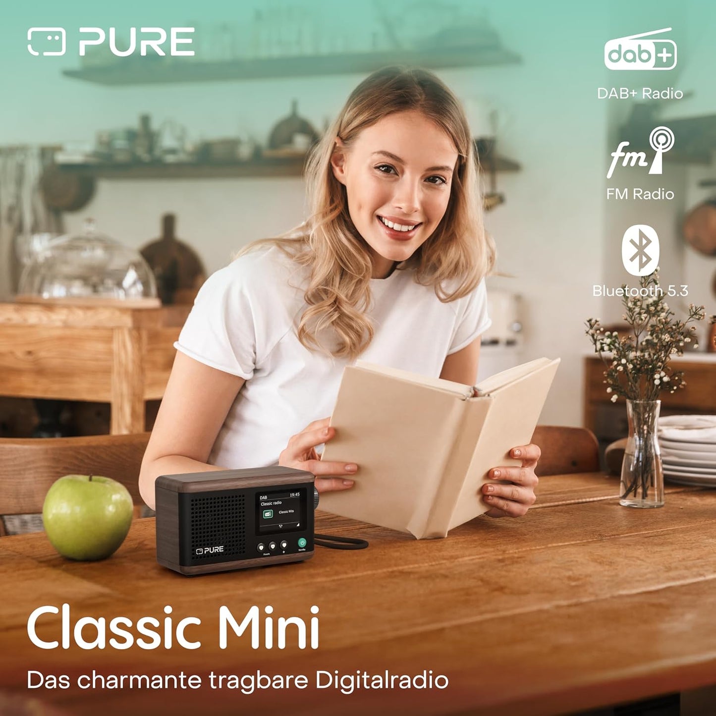 Tragbares Digitalradio Classic Mini, Schwarz