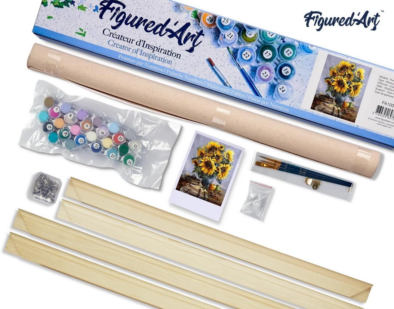 Malen nach Zahlen Set Sonnenblumenstrauss, Sonnenblumenstrauß 40x50cm Mit Keilrahmen (nicht gespannt)