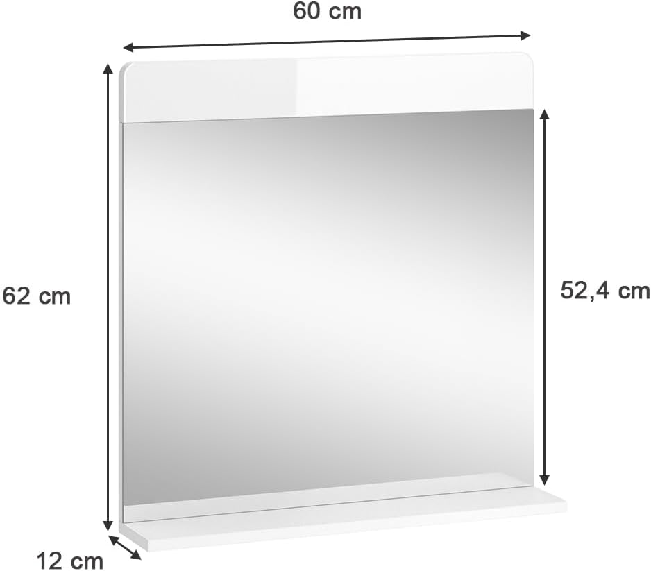 Badezimmerspiegel Izan, 60L x 12B cm, Weiss