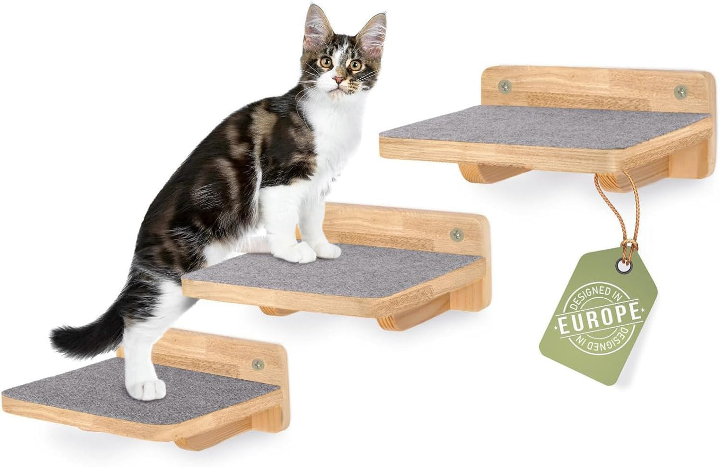 Katzen Kletterwand-Set, Katzentreppen XL Massivholz