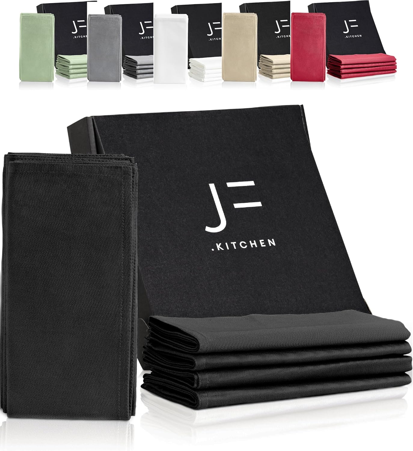 Stoffservietten-Set, Schwarz 12er Set (40x40cm)