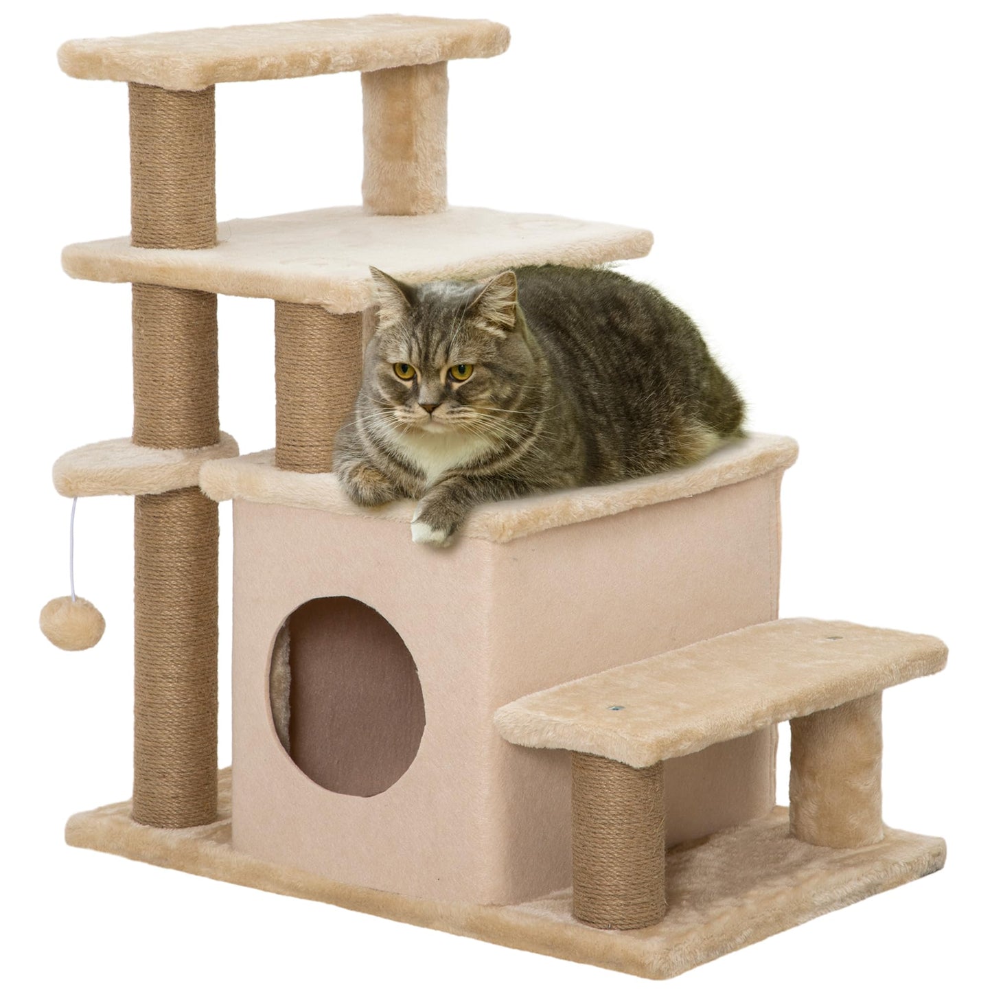 Hundetreppe mit Hütte, Beige