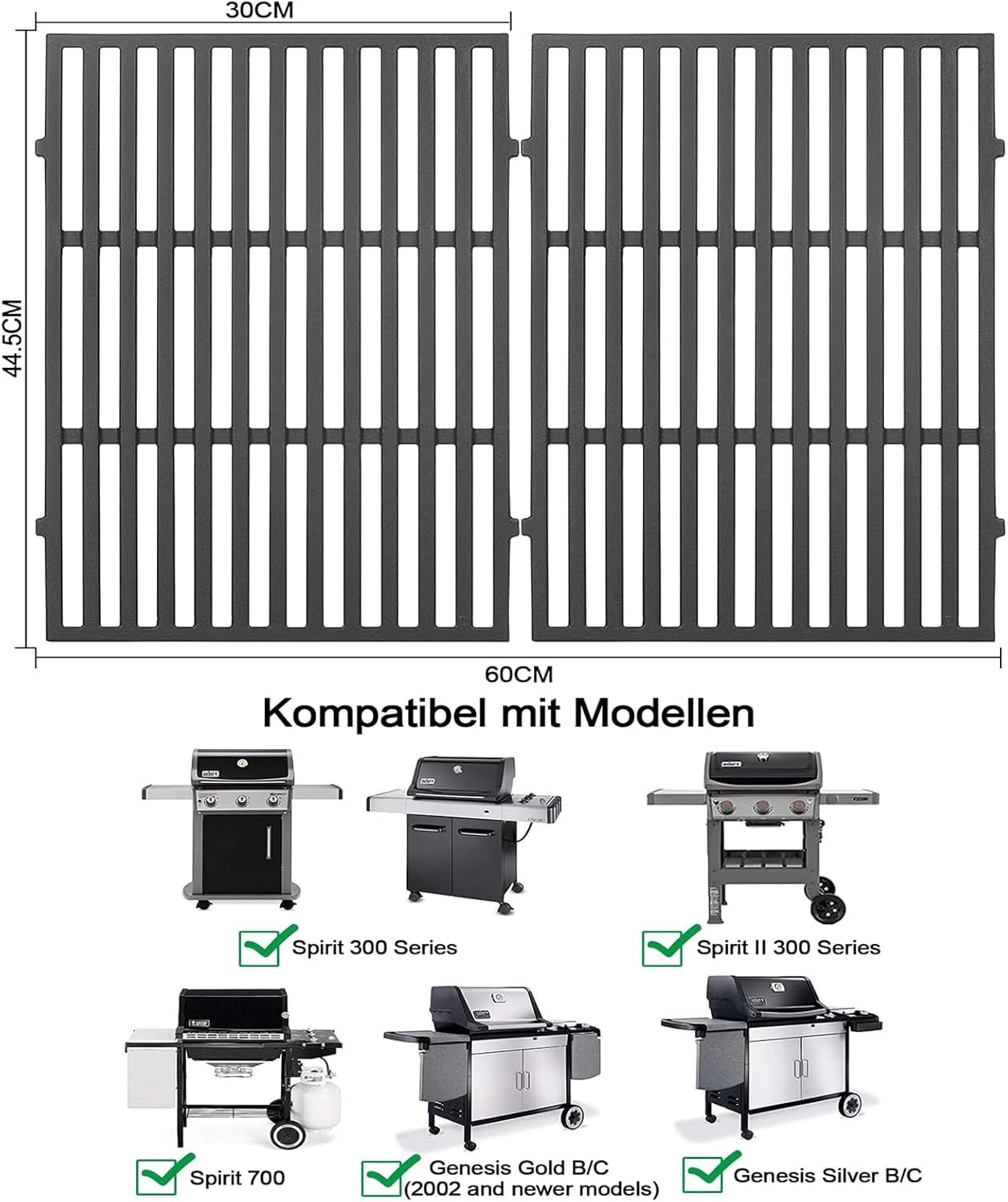 Gusseisen-Grillrost für Weber, 7638 für Weber Spirit 300 Series