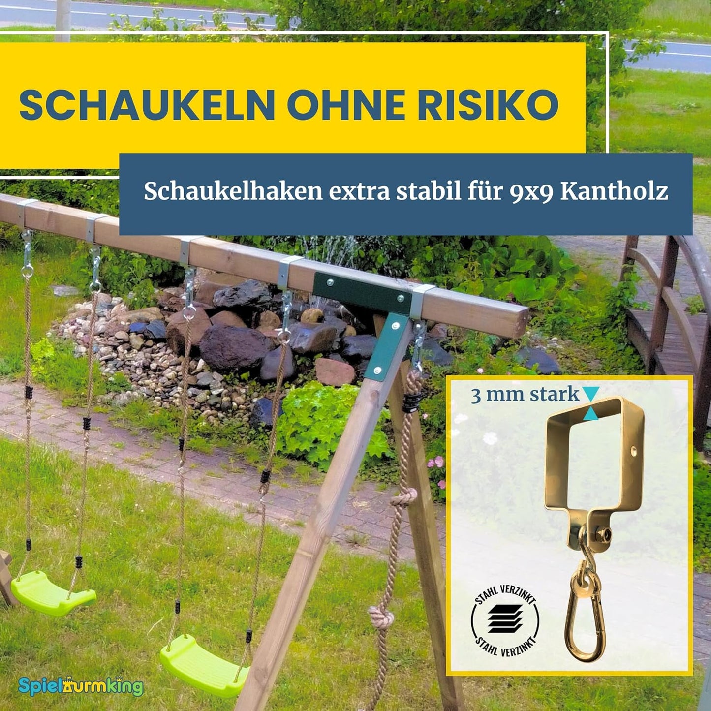 Schaukelhaken-Set, 2 Stück, Gelb Verzinkt