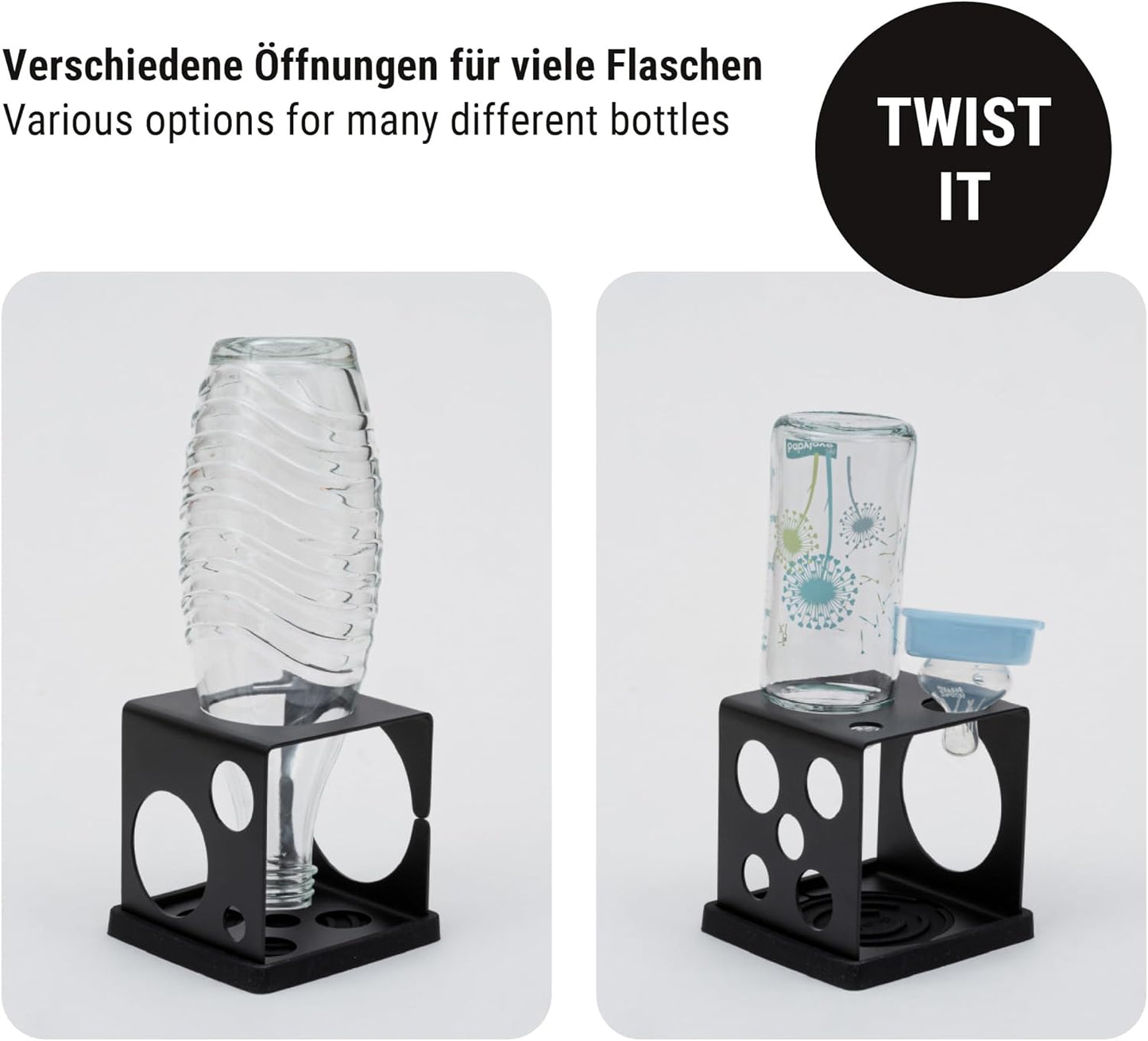 Multifunktionaler Flaschenhalter mit Abtropfgestell, Schwarz