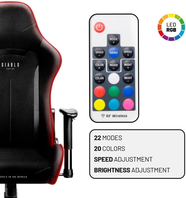 Gamer Stuhl X-Starter mit Kippmechanismus, Schwarz (Led) 132 cm x 68 cm x 49.5 cm