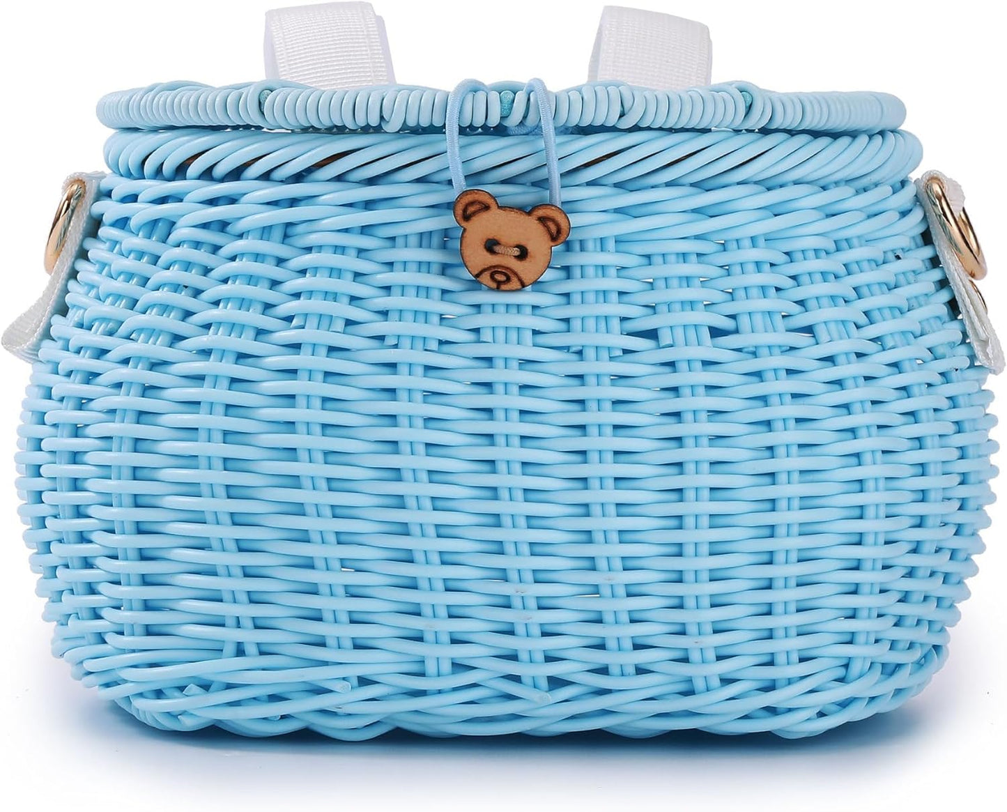 Abnehmbarer Kinderfahrradkorb, Rattan-Design, Blau