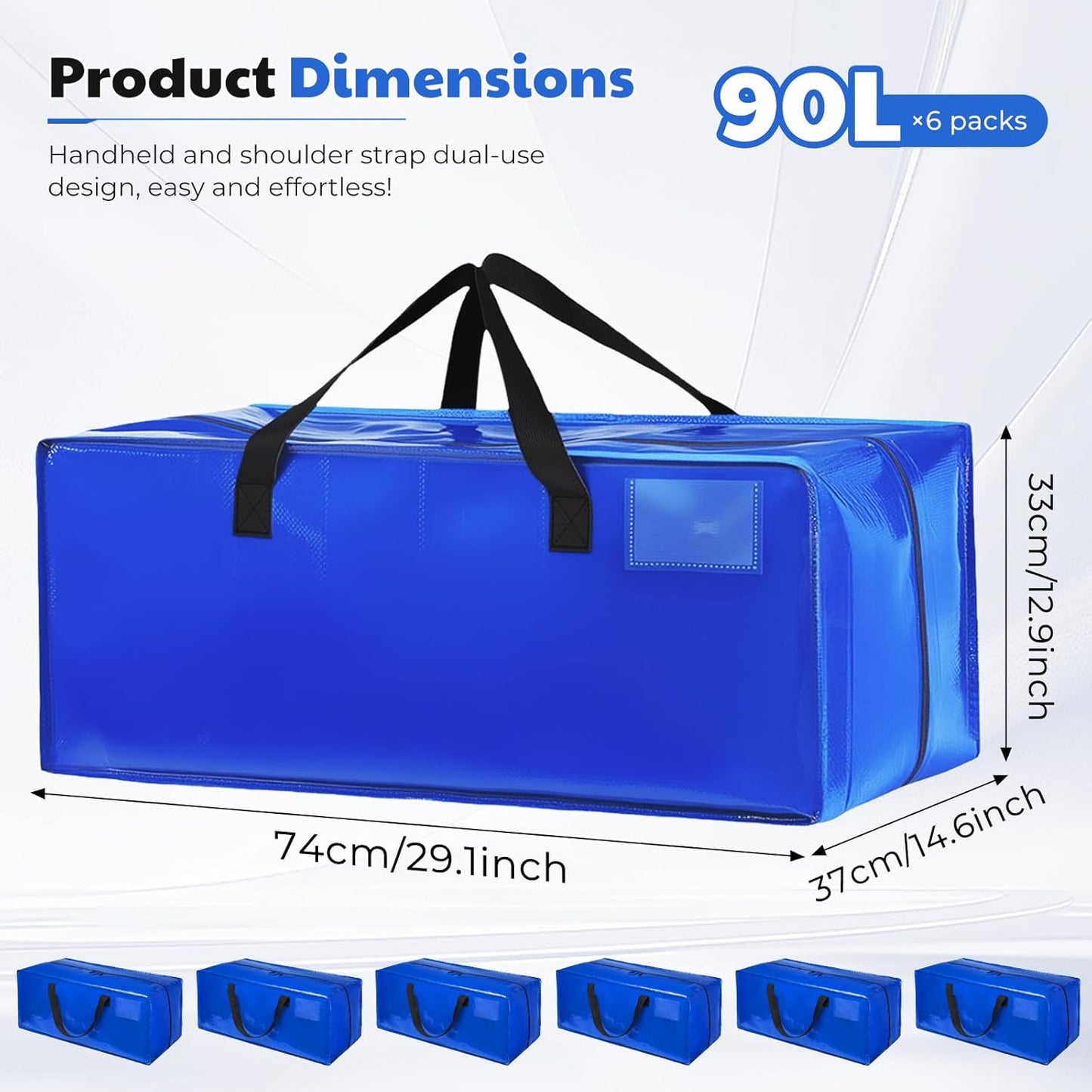 Grosse Aufbewahrungstaschen-Set (6 Stück, 90L), Blau