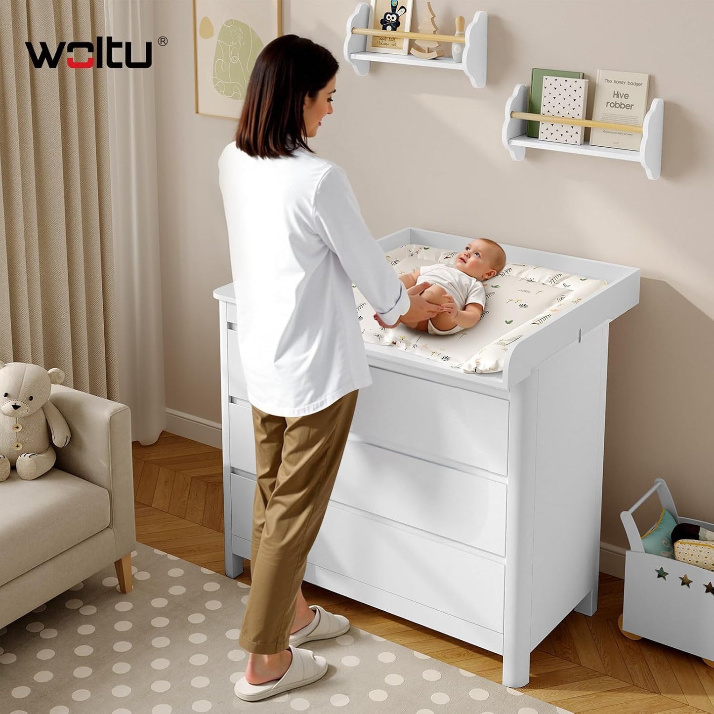Wickelaufsatz für Wickelkommode mit Sicherheitsgurt, 80x10x80