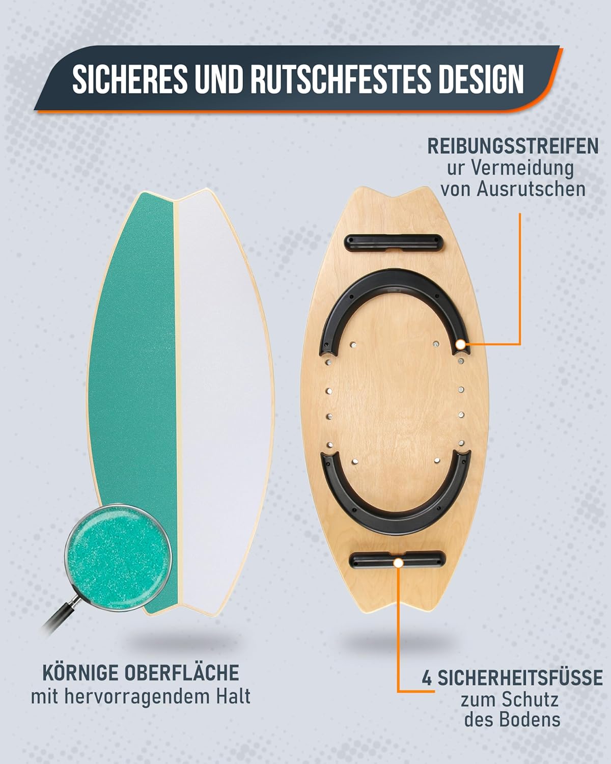 Rutschfestes Balancebrett, #08 Holz – Rechteckig (Magnetisch)