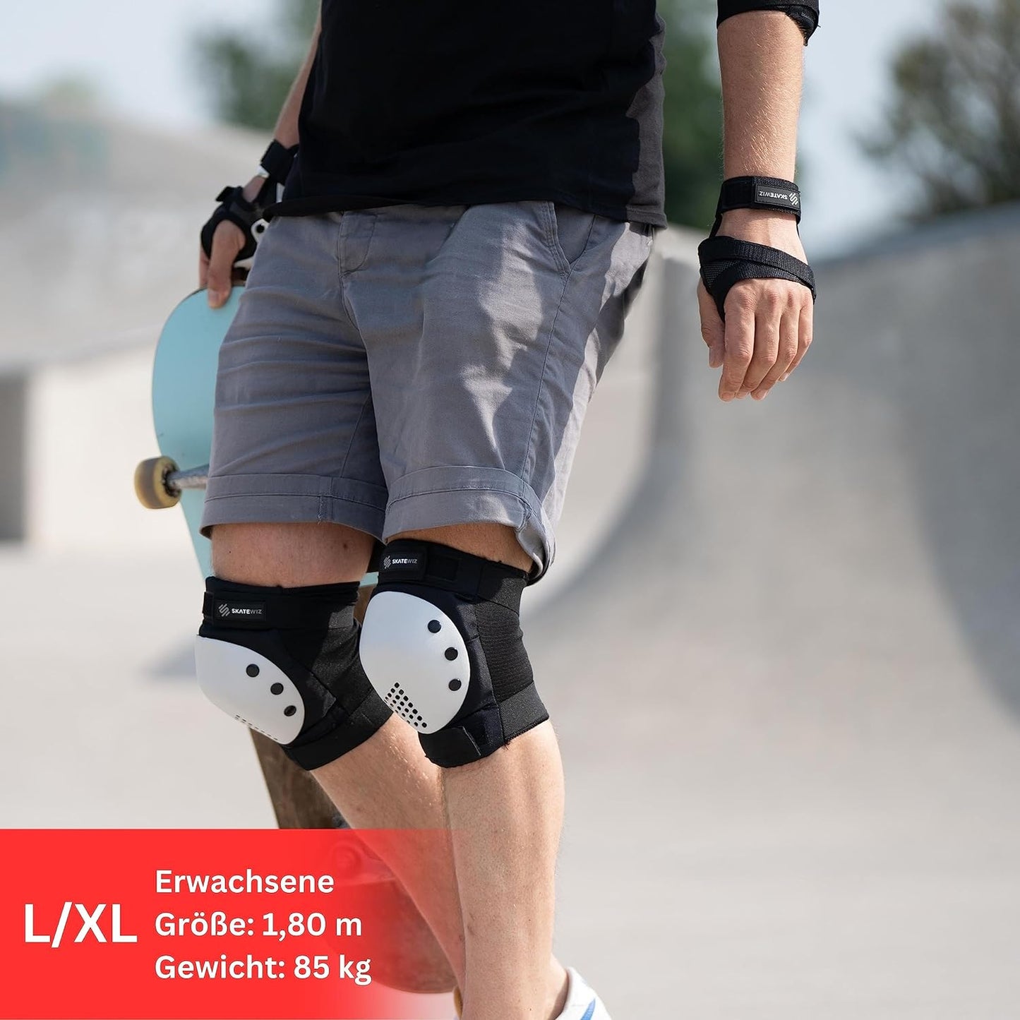 Protektoren-Set SMASH, L/XL - Adults, Schwarz Weiss