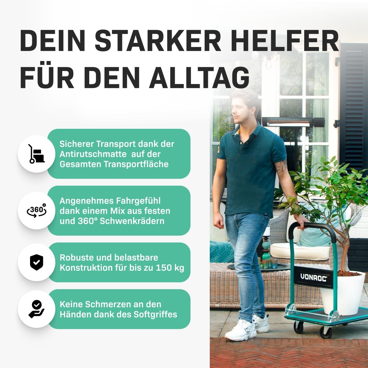 Klappbarer Transportwagen, 150 kg