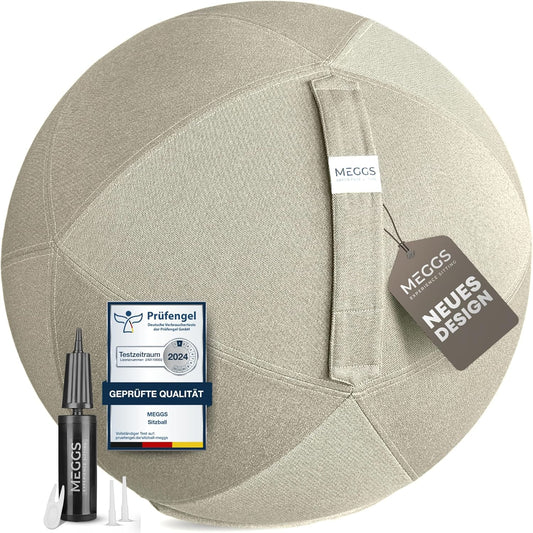 Ergonomischer Sitzball mit Stoffbezug, Perlmutt-beige 65 cm