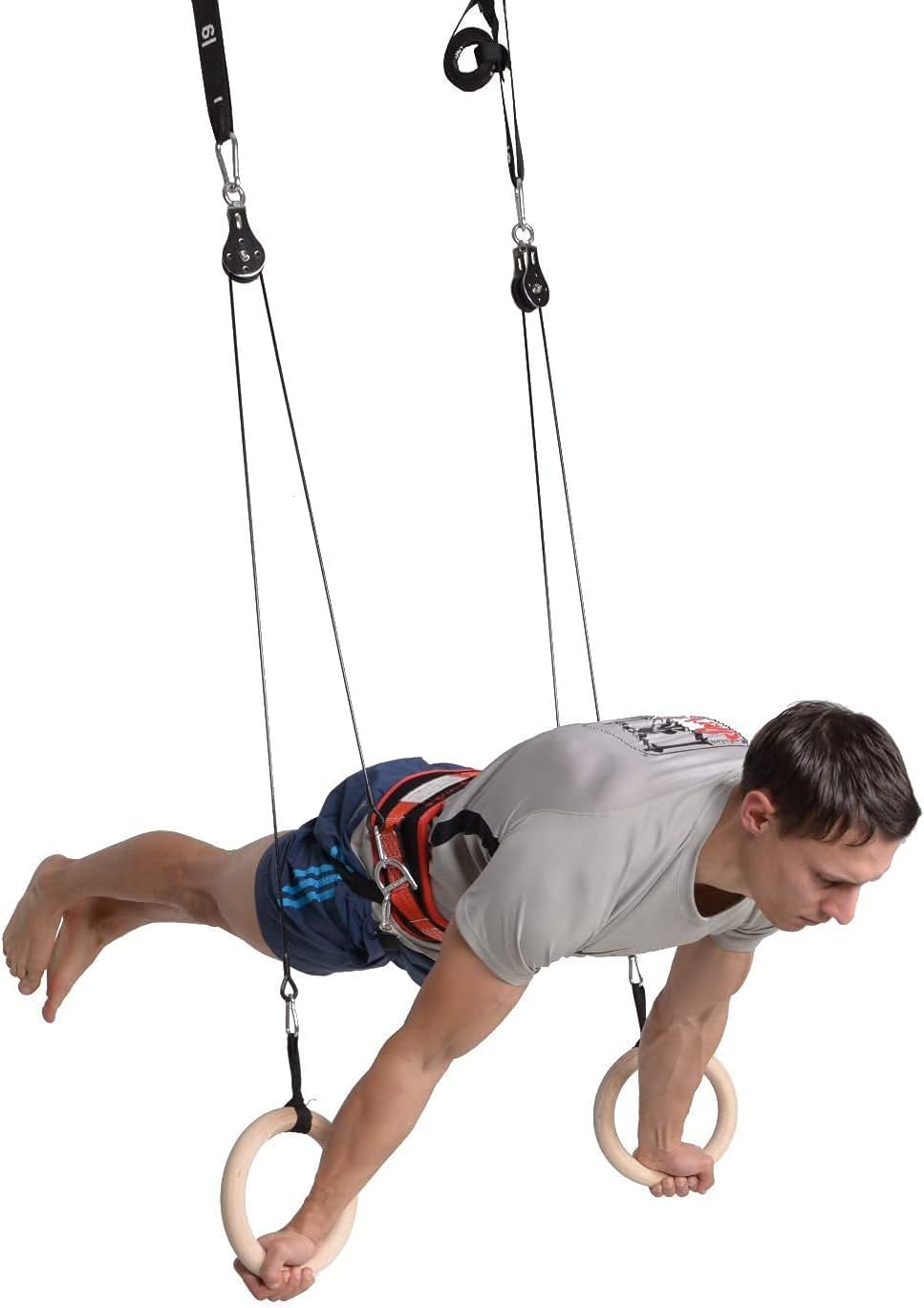 FlyFit Premium Fitnessringe und Turnstange mit Flaschenzugsystem, Erwachsene