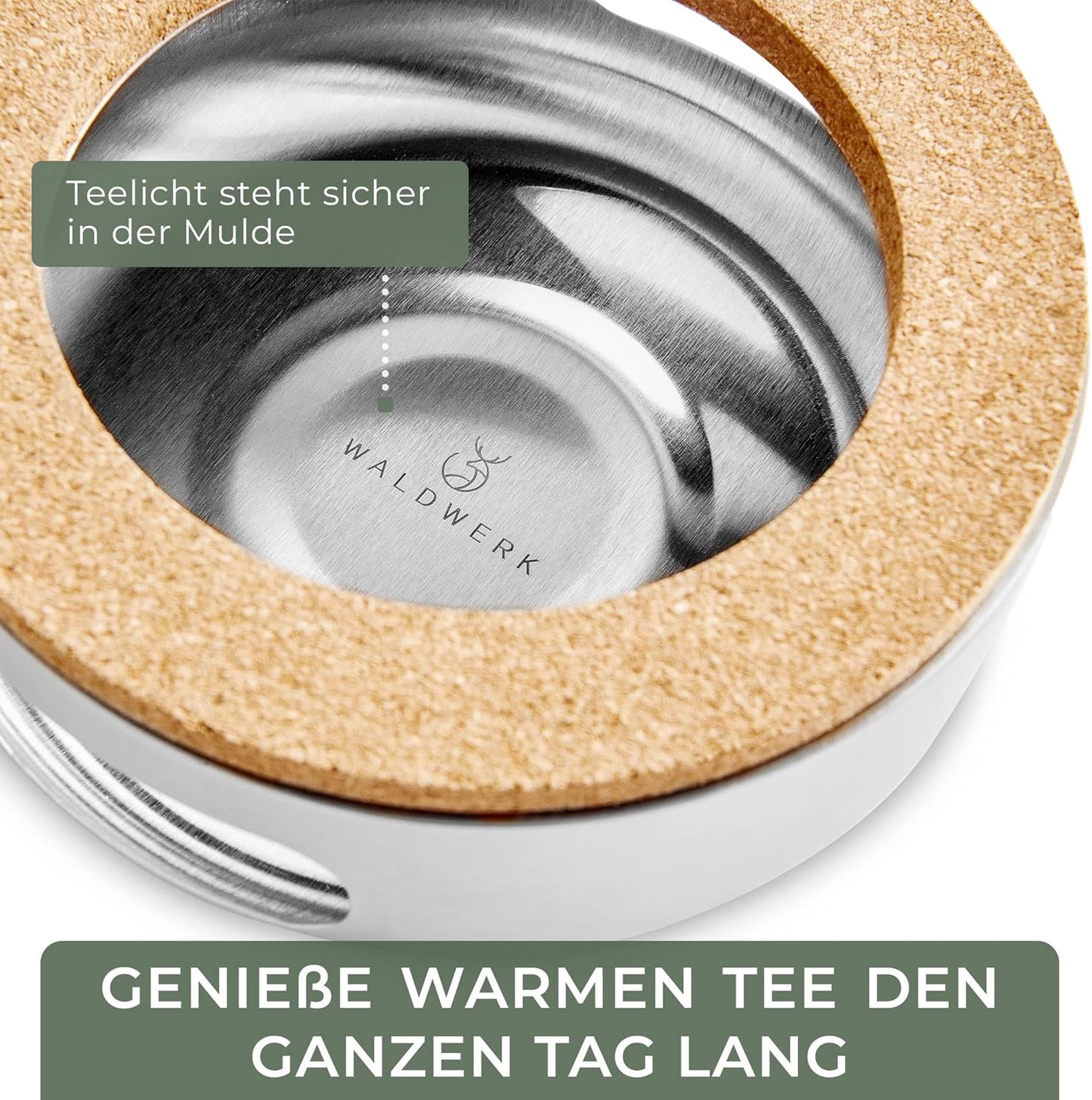 Teekanne mit Stövchen und Siebeinsatz, Teekanne mit Stövchen