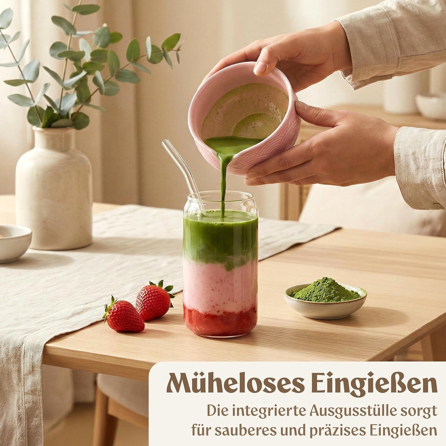 7-teiliges Matcha-Teeset, Pink