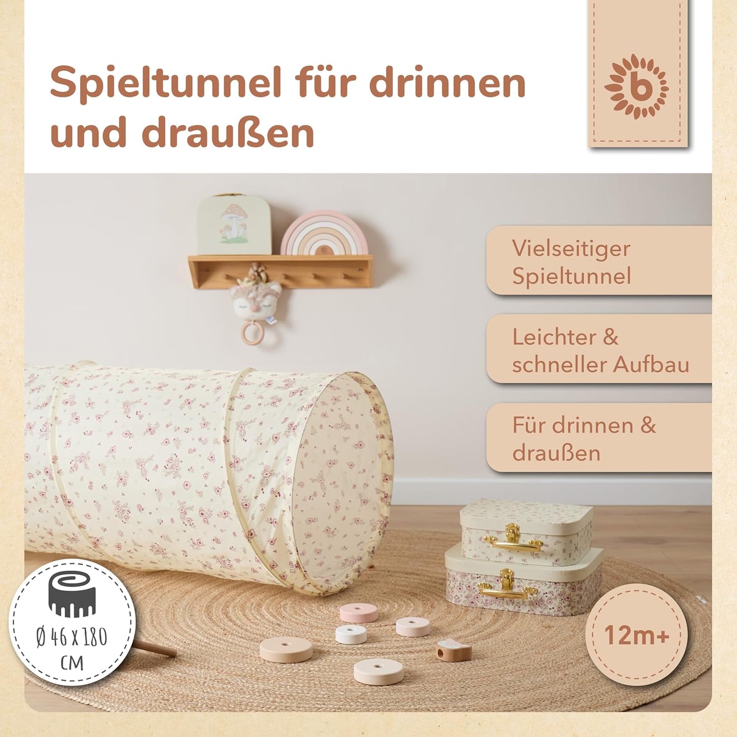 Pop Up Spieltunnel Vintage Flowers, Vintage Flowers