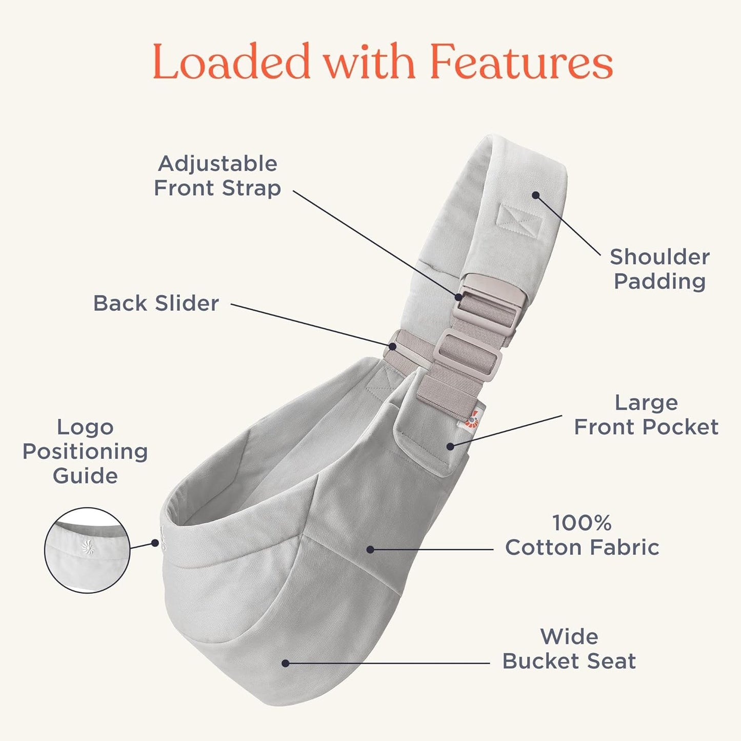 Ergonomische Babyhüfttrage Upsie Sling, Pearl Grey