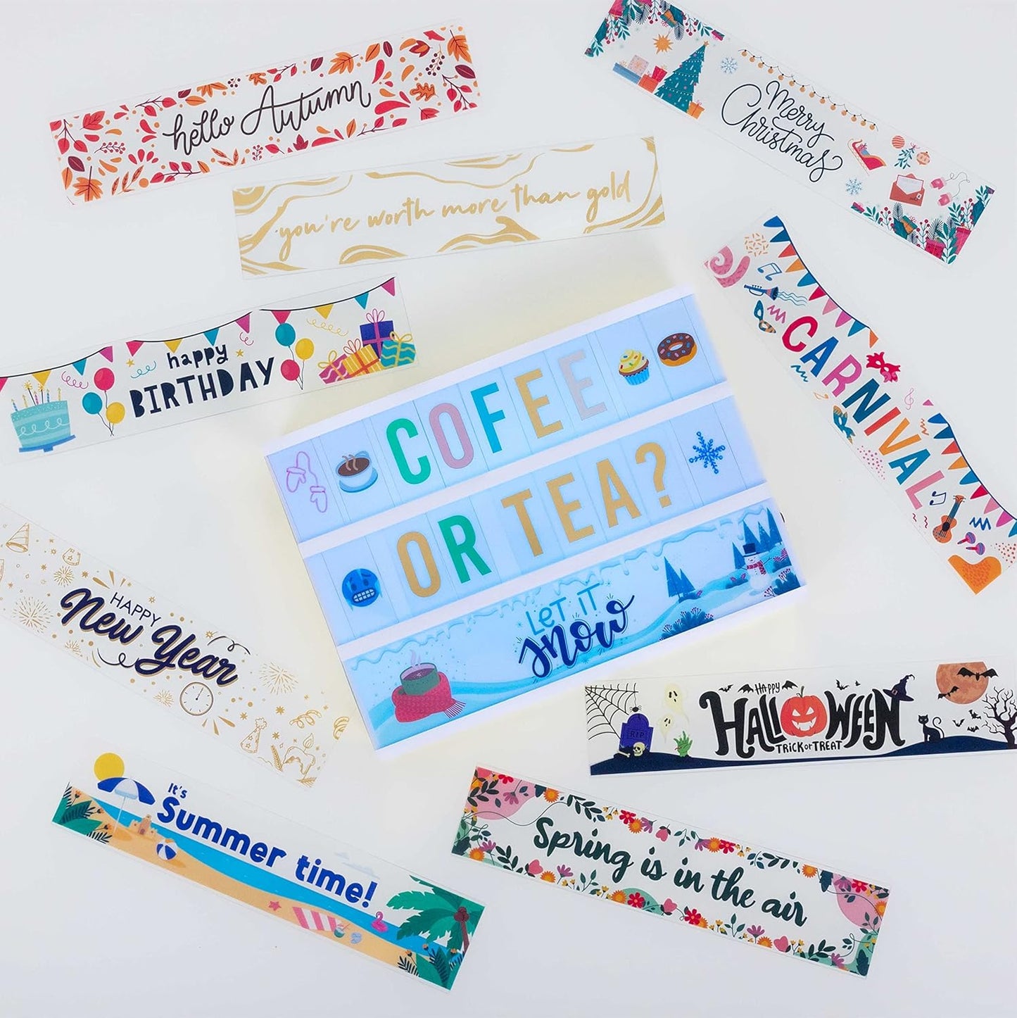 Light Box Shiny Gold A4 mit Buchstaben und Emojis, Gold