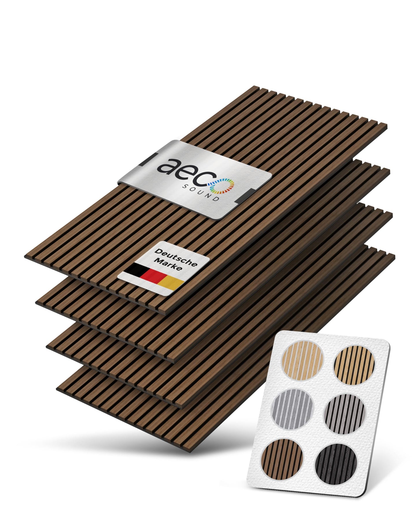 Akustikpaneele Wandverkleidung, 4 Stück | je 120 x 60 x 2,1 cm Holzfurnier Walnuss | Akustikfilz Schwarz