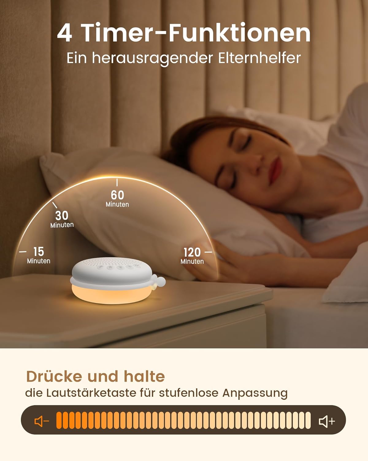 White Noise Maschine mit Nachtlicht und Timer