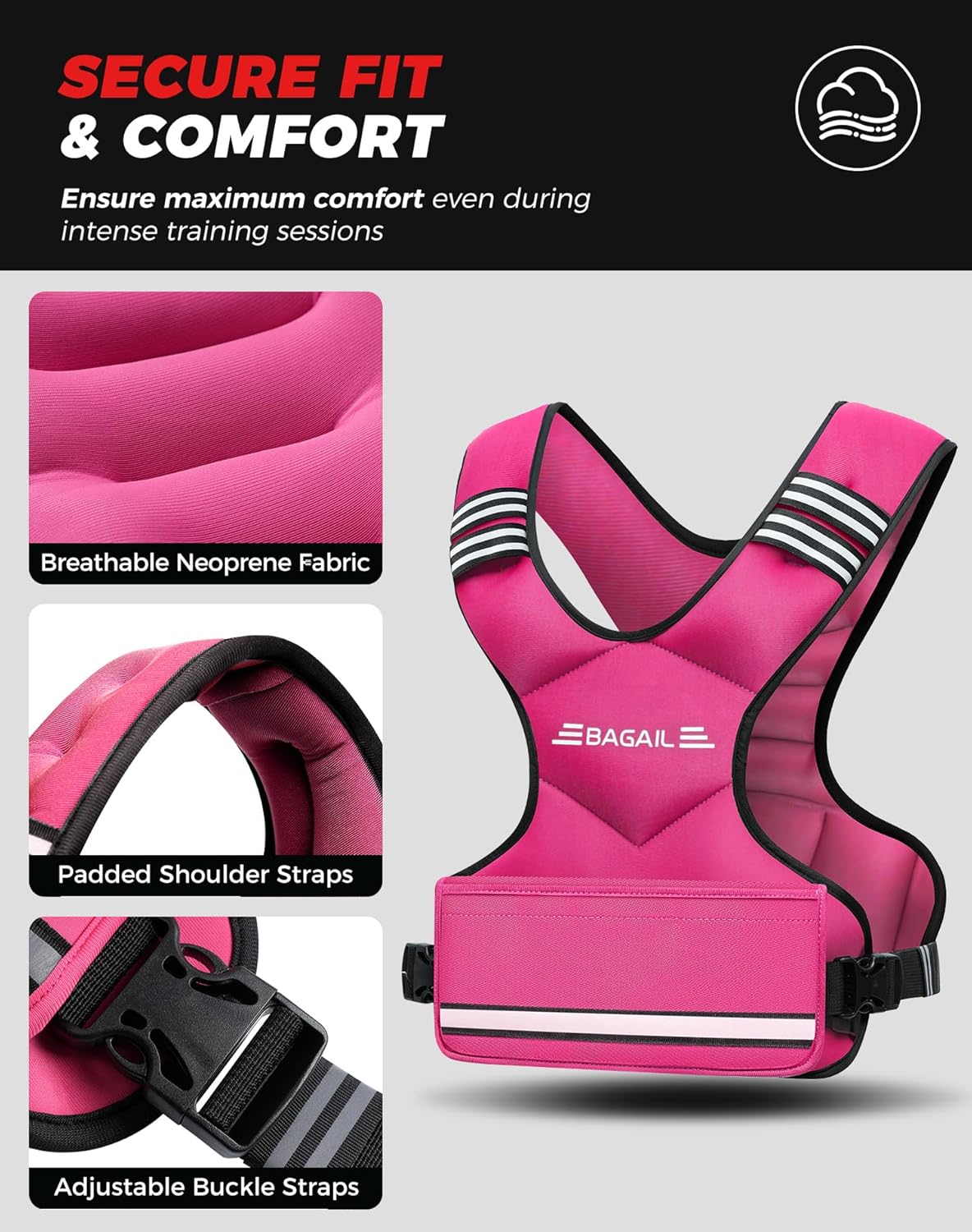 Einstellbare Gewichtsweste für Krafttraining, Rosa 9.1-14.5kg / 20-32lb