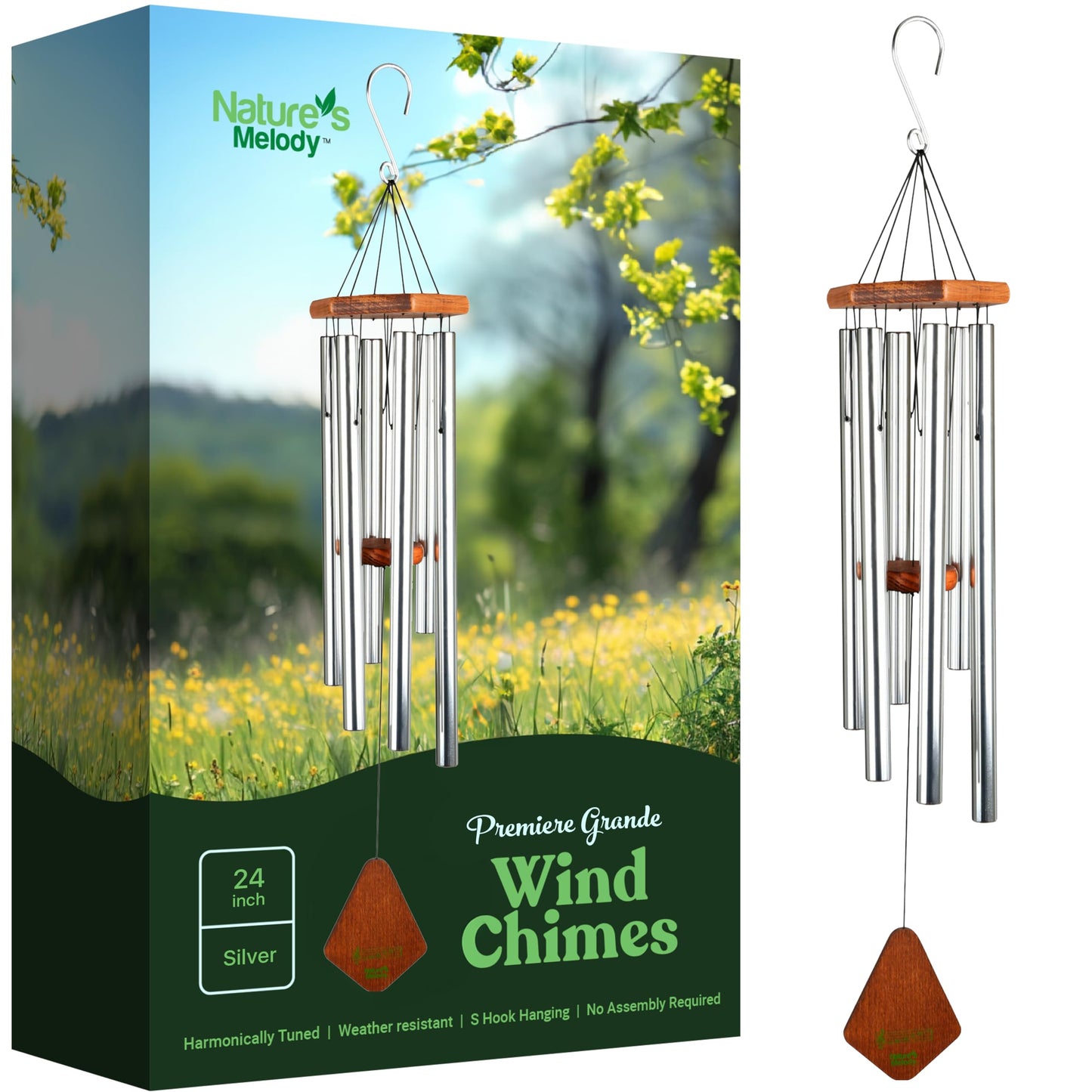 Art Bizniz Windspiel, 24" Silber