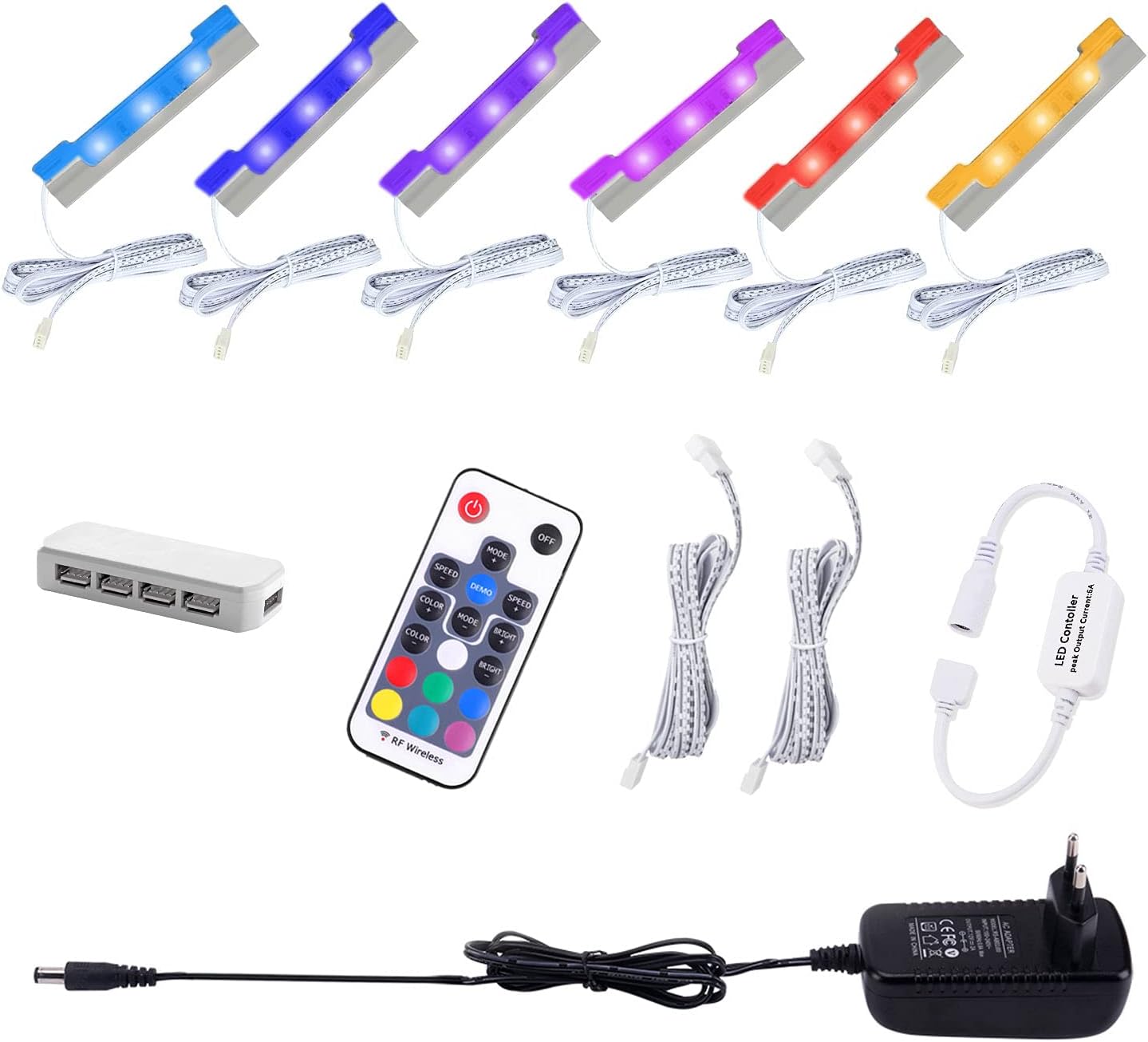 6er-Set LED-Glasbodenbeleuchtung, 6er Set