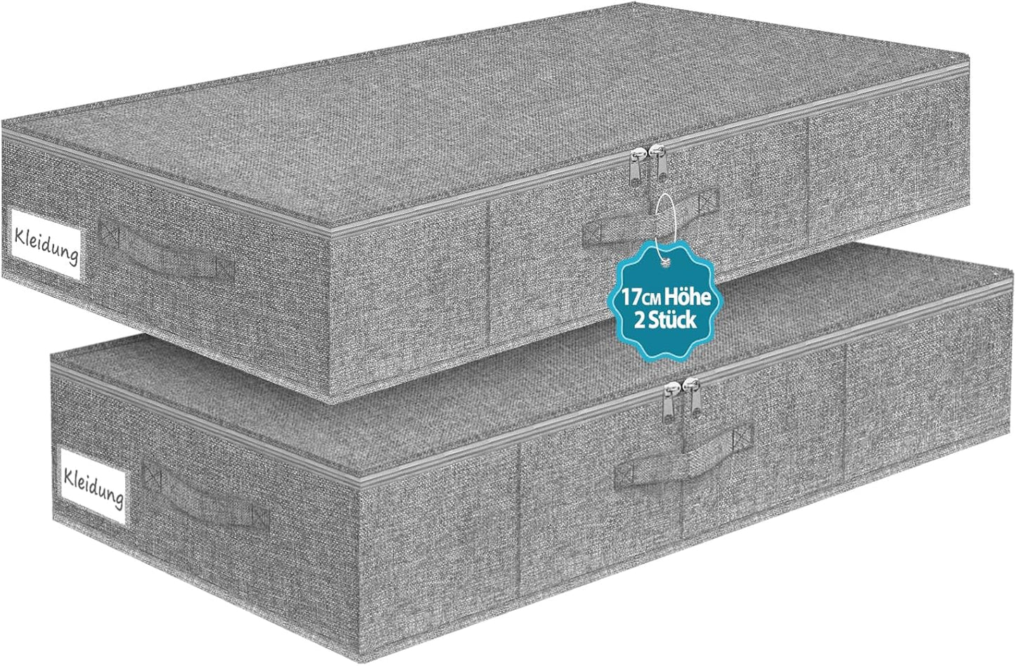 2er-Set Faltbare Unterbett-Aufbewahrungsboxen, Grau