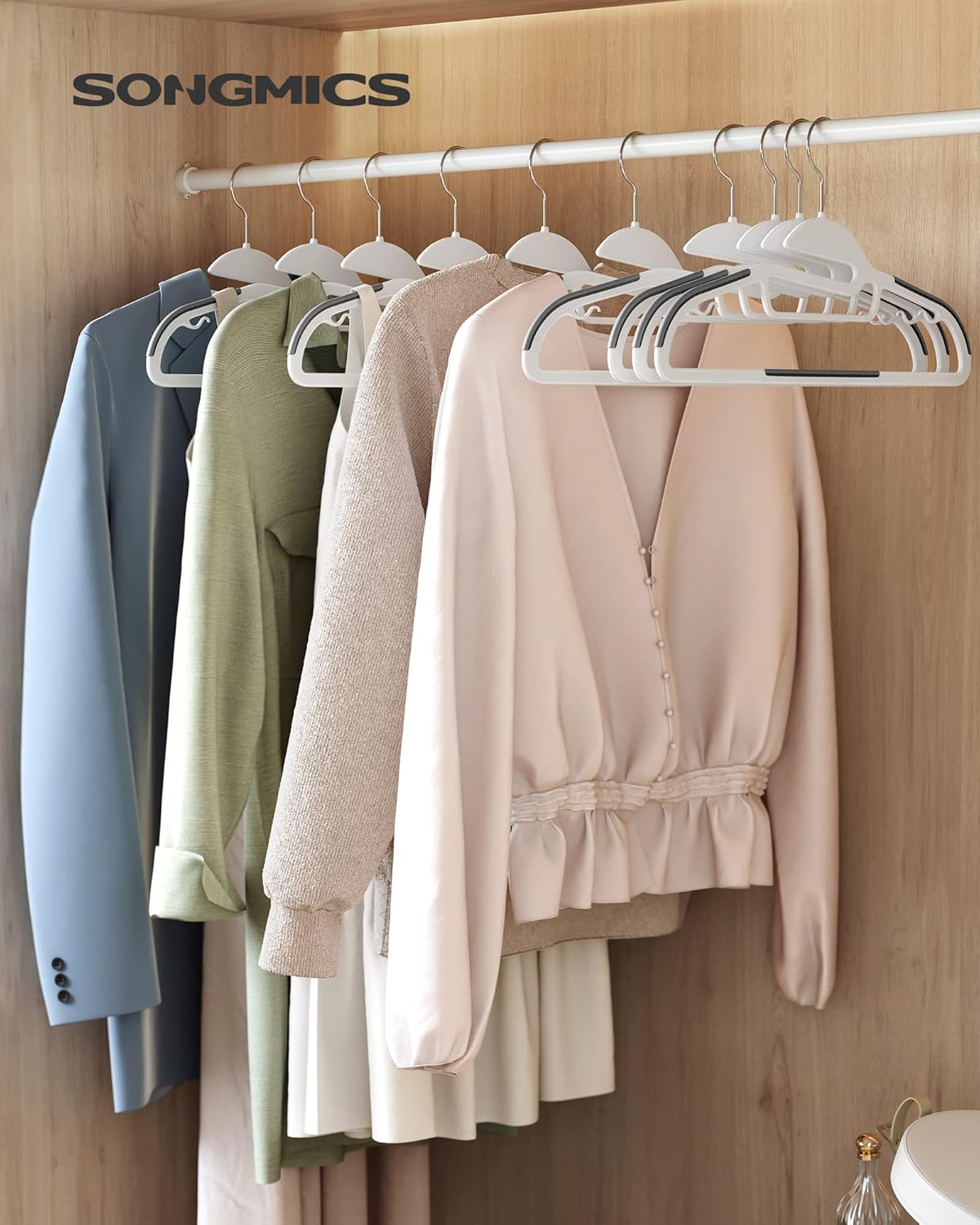 20-teiliges Kleiderbügel-Set, Weiss + Dunkelgrau 20 Stück
