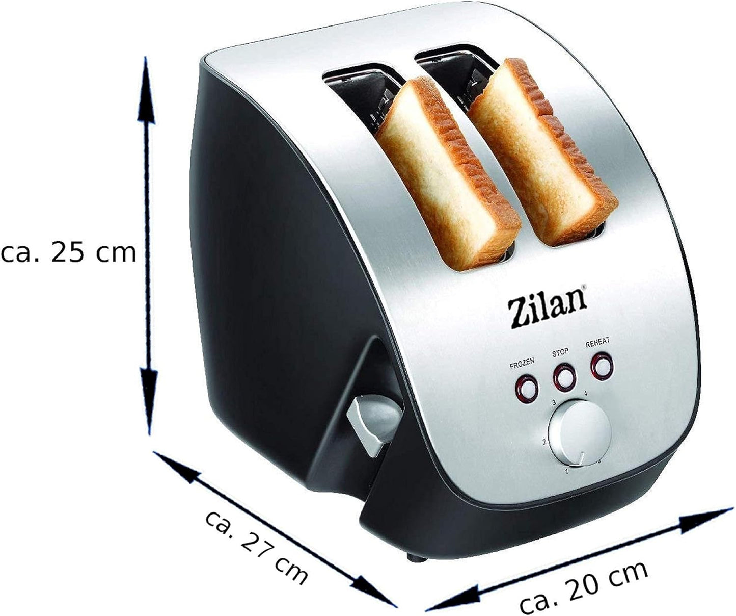 Edelstahl-Toaster mit 2 Scheiben, Edelstahl