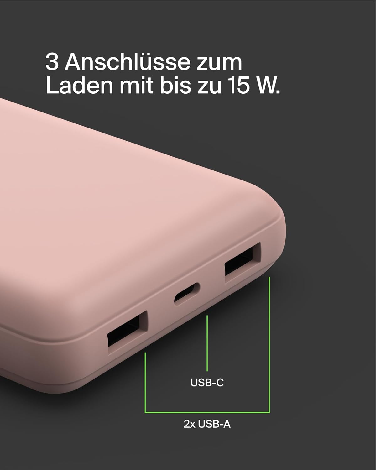 BoostCharge Powerbank mit Ladekabel, 1 Packung / Roségold